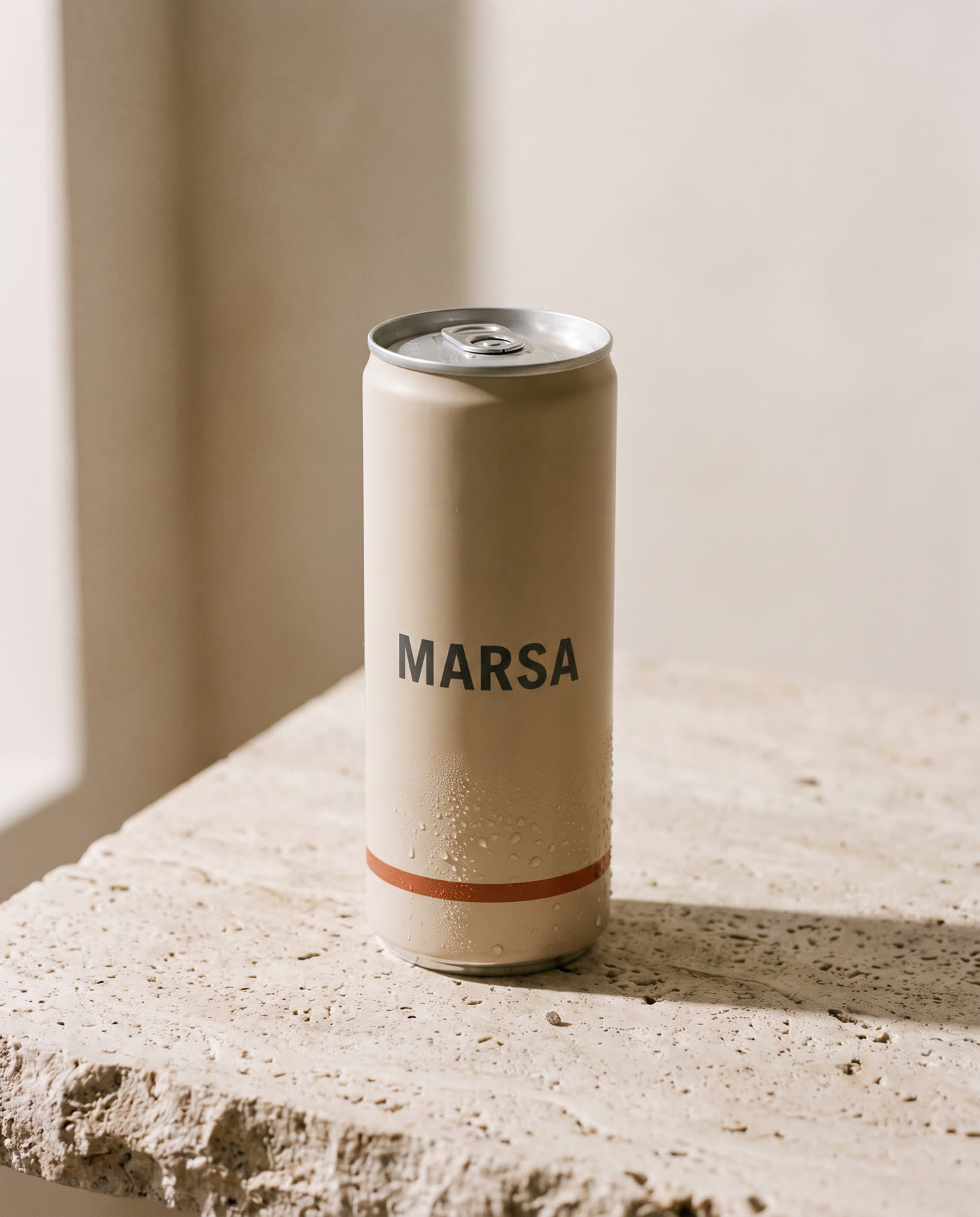 Marsa coffee can on travertine stone